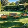 OUTLIV. Rhodos Loungeset 4-tlg. Aluminium/Teak/Olefin Anthrazit/Natur -Garten Und Außenbereich outliv rhodos sofagruppe 4 tlg aluminium teak olefin 1431719 1