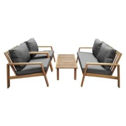 OUTLIV. Rosa Loungeset 4-tlg. Akazie/Spun-Polyester Natur/Anthrazit -Garten Und Außenbereich outliv rosa sofagruppe 4 tlg akazie spun polyester 1366797 3