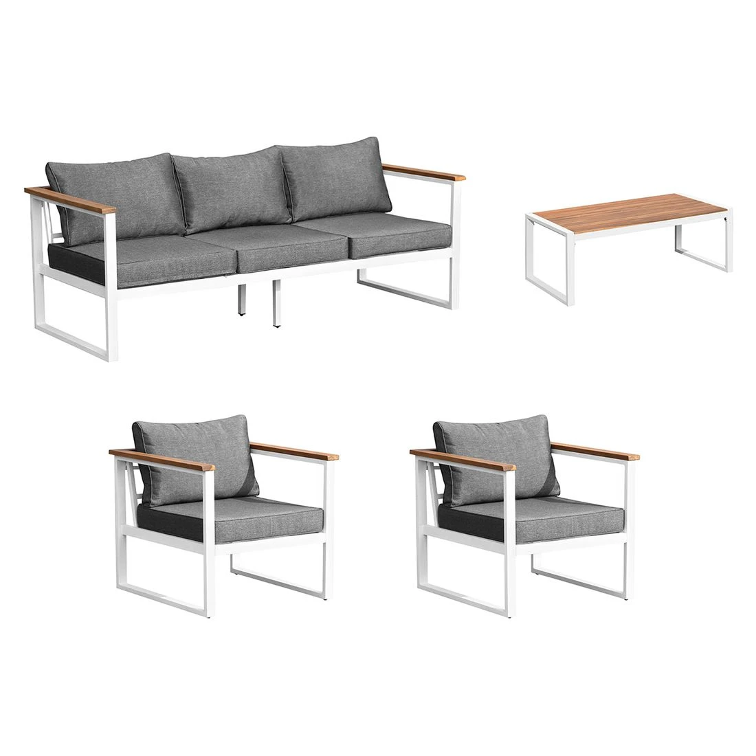 OUTLIV. Samos Loungeset 4-tlg. Aluminium/Spun-Poly Weiß/Dunkelgrau 5 OUTLIV. Samos Loungeset 4-tlg. Aluminium/Spun-Poly Weiß/Dunkelgrau – Bild 3