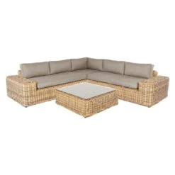 OUTLIV. Yate Ecklounge 4tlg. Geflecht/Olefin Mixed Brown -Garten Und Außenbereich outliv yate loungeecke 4tlg aluminium geflecht 2