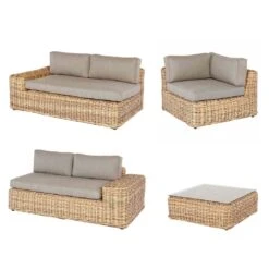 OUTLIV. Yate Ecklounge 4tlg. Geflecht/Olefin Mixed Brown -Garten Und Außenbereich outliv yate loungeecke 4tlg aluminium geflecht 3