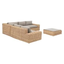 OUTLIV. Yate Ecklounge 4tlg. Geflecht/Olefin Mixed Brown -Garten Und Außenbereich outliv yate loungeecke 4tlg aluminium geflecht 4