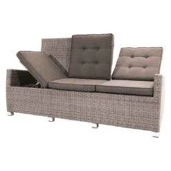 Ploß Nizza Comfort Gartensofa Geflecht/Polster Natur-Beige-Braun-Meliert/Savanna -Garten Und Außenbereich ploss nizza comfort 3 sitzersofa geflecht polster 1361198 2