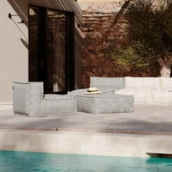 ROOLF Living Silky Loungehocker Polypropylen/Chenille Grau -Garten Und Außenbereich roolf living silky sitzsack square pouf 1467326 2