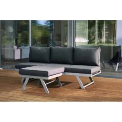 Sieger Auckland Gartensofa 2-tlg. Aluminium/Sunproof Graphit/Grau -Garten Und Außenbereich sieger auckland loungeliege 2 tlg aluminium sunproof graphit grau 1210487 1