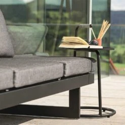 Stern Edi Beistelltisch 48x48 Cm Aluminium/Textilene Schwarz Matt/Leinen Grau -Garten Und Außenbereich stern edi beistelltisch 48x48 cm aluminium textilene 1451112 3