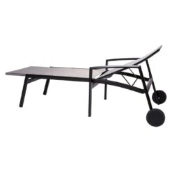 Stern Kari Gartenliege Aluminium/Textilene Schwarz Matt/Leinen Grau -Garten Und Außenbereich stern kari rollliege aluminium textilene 1453851 2