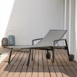 Stern Kari Gartenliege Aluminium/Textilene Schwarz Matt/Leinen Grau -Garten Und Außenbereich stern kari rollliege aluminium textilene 1453851 8