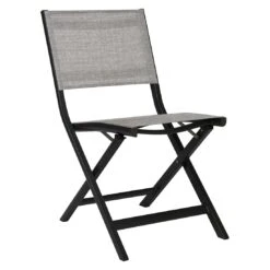 Stern Nils Klappstuhl Aluminium/Textilene Schwarz Matt/Leinen Grau