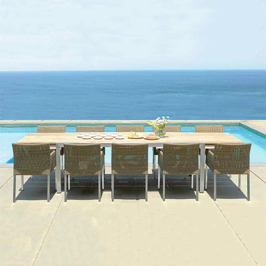 Zebra Kubex Ausziehtisch 220/340x100 Cm Edelstahl/Teak Recycelt Silber/Natur 4 Zebra Kubex Ausziehtisch 220/340x100 Cm Edelstahl/Teak Recycelt Silber/Natur – Bild 2