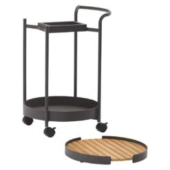 Zebra Trolley Beistelltisch 45x51,3cm Aluminium/Teak Graphit/Teak -Garten Und Außenbereich zebra trolley beistelltisch 45x51 3cm aluminium teak 1383506 2